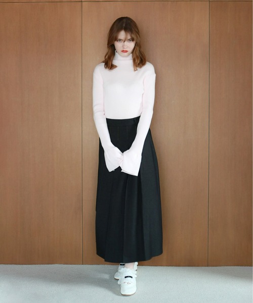 mic by Olu.（ミックバイオルドット）の「デニムライクプリーツスカート（スカート・レディース・ブルー/ブラック・FREE）」の8枚目の写真