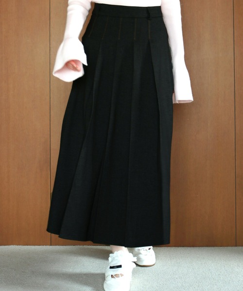 mic by Olu.（ミックバイオルドット）の「デニムライクプリーツスカート（スカート・レディース・ブルー/ブラック・FREE）」の18枚目の写真