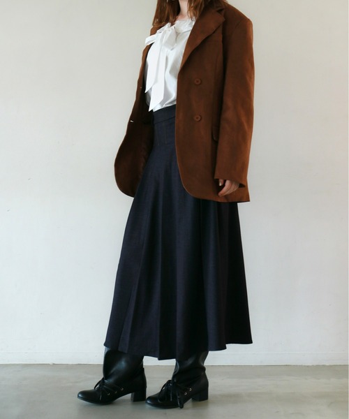 mic by Olu.（ミックバイオルドット）の「デニムライクプリーツスカート（スカート・レディース・ブルー/ブラック・FREE）」の14枚目の写真