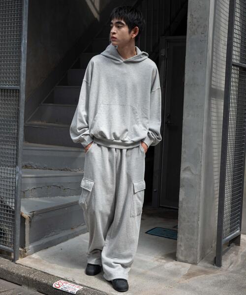 WEGO(ウィゴー)の「WEGO/バルーンクロップドプルパーカー(パーカー・メンズ・ブラック/ブラック系その他/杢グレー・MEDIUM/LARGE)」の7枚目の写真