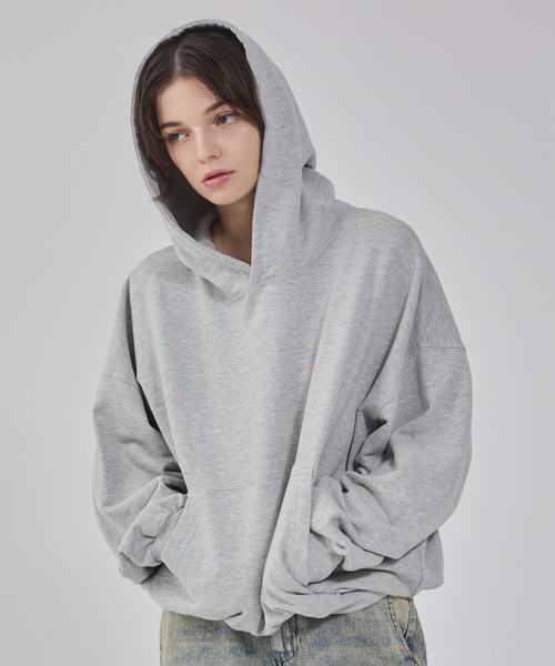 WEGO(ウィゴー)の「WEGO/バルーンクロップドプルパーカー(パーカー・メンズ・ブラック/ブラック系その他/杢グレー・MEDIUM/LARGE)」の3枚目の写真