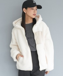 ボア素材フーディジップアップブルゾン