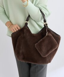 RIVE DROITE | 【コーデの主役に】ポーチ付きフェイクファートート(トートバッグ)