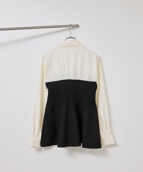 ROPE' PICNIC(ロペピクニック)の「シャツドッキングペプラムニット(シャツ/ブラウス・レディース・ブラック/ネイビー・FREE)」の3枚目の写真