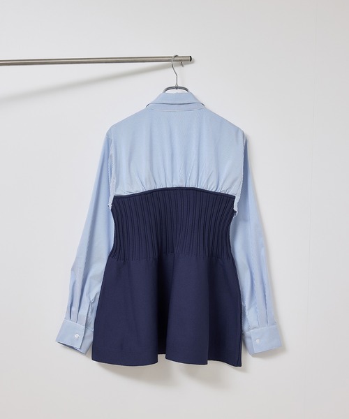 ROPE' PICNIC(ロペピクニック)の「シャツドッキングペプラムニット(シャツ/ブラウス・レディース・ブラック/ネイビー・FREE)」の6枚目の写真