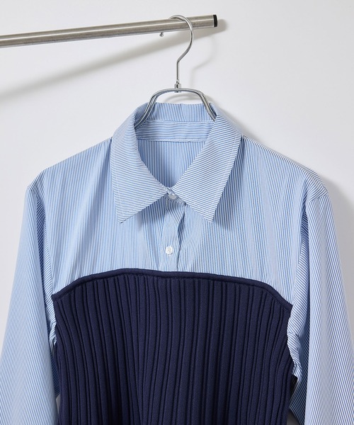 ROPE' PICNIC(ロペピクニック)の「シャツドッキングペプラムニット(シャツ/ブラウス・レディース・ブラック/ネイビー・FREE)」の10枚目の写真