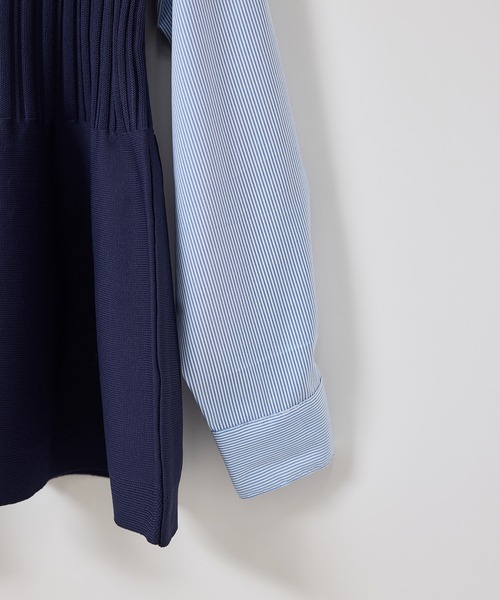 ROPE' PICNIC(ロペピクニック)の「シャツドッキングペプラムニット(シャツ/ブラウス・レディース・ブラック/ネイビー・FREE)」の8枚目の写真