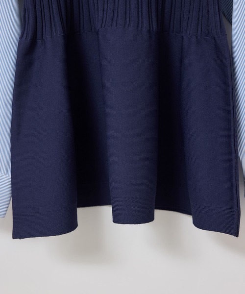 ROPE' PICNIC(ロペピクニック)の「シャツドッキングペプラムニット(シャツ/ブラウス・レディース・ブラック/ネイビー・FREE)」の12枚目の写真