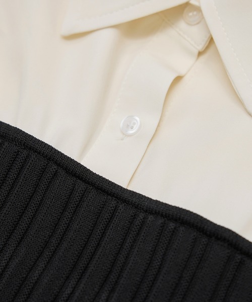 ROPE' PICNIC(ロペピクニック)の「シャツドッキングペプラムニット(シャツ/ブラウス・レディース・ブラック/ネイビー・FREE)」の13枚目の写真