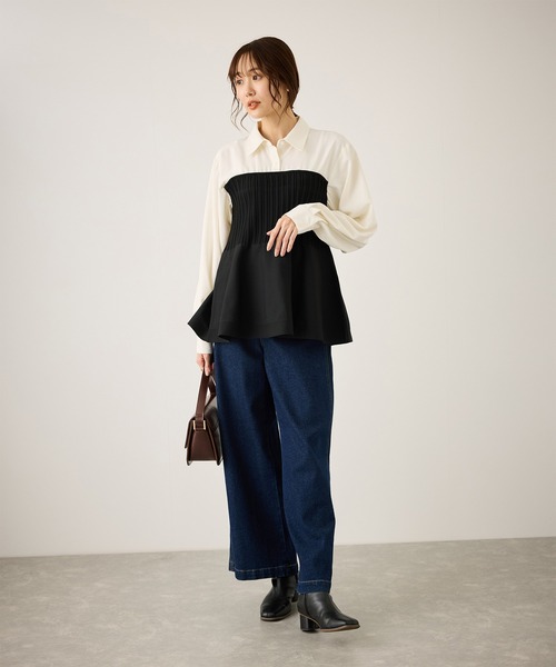 ROPE' PICNIC(ロペピクニック)の「シャツドッキングペプラムニット(シャツ/ブラウス・レディース・ブラック/ネイビー・FREE)」の22枚目の写真