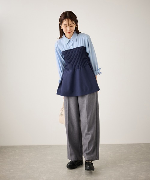 ROPE' PICNIC(ロペピクニック)の「シャツドッキングペプラムニット(シャツ/ブラウス・レディース・ブラック/ネイビー・FREE)」の20枚目の写真