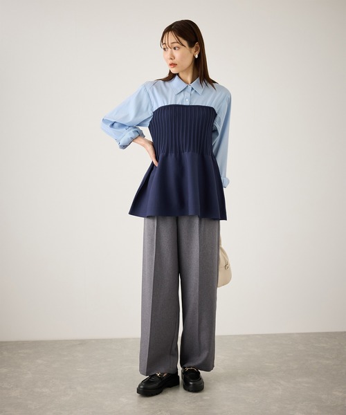 ROPE' PICNIC(ロペピクニック)の「シャツドッキングペプラムニット(シャツ/ブラウス・レディース・ブラック/ネイビー・FREE)」の21枚目の写真