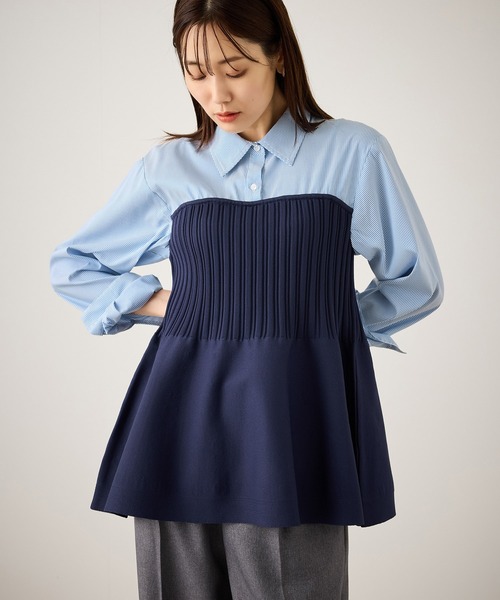 ROPE' PICNIC(ロペピクニック)の「シャツドッキングペプラムニット(シャツ/ブラウス・レディース・ブラック/ネイビー・FREE)」の18枚目の写真