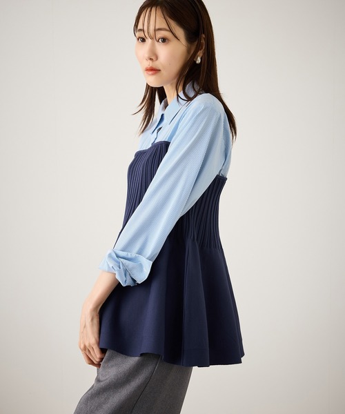 ROPE' PICNIC(ロペピクニック)の「シャツドッキングペプラムニット(シャツ/ブラウス・レディース・ブラック/ネイビー・FREE)」の17枚目の写真