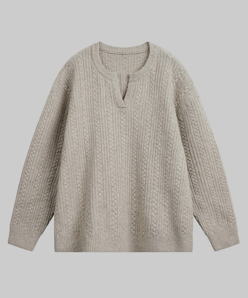 TOBEE（トゥビー）の「【TOBEE】ヘンリーネックニット セーター/オーバーサイズ ニットポロ（ニット/セーター・メンズ・ダークグレー/オフホワイト/ブラック・MEDIUM/LARGE/X-LARGE）」の15枚目の写真