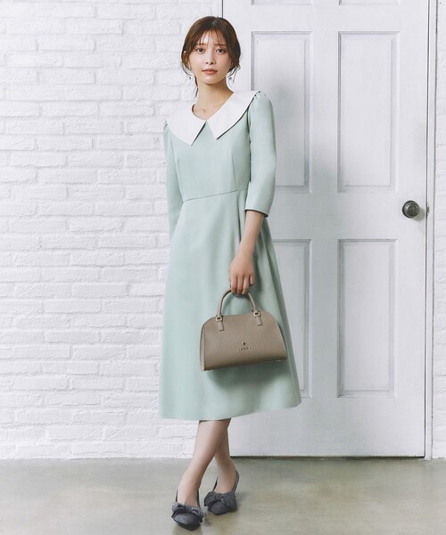 TOCCA（トッカ）の「FLYING SAUCER 七分丈ドレス（ワンピース・レディース・グレー系/ライトグリーン系/ピンク系/ベージュ系・4/2/0/00/6）」の5枚目の写真