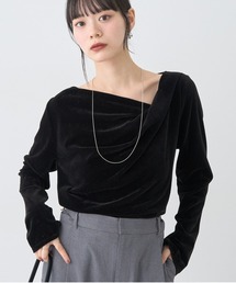 シアーベロアドレープネックプルオーバー