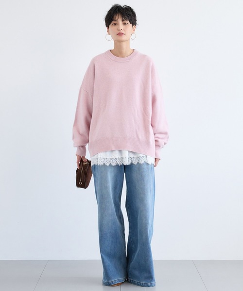 BARNYARDSTORM（バンヤードストーム）の「BARNYARDSTORM / AQUAクループルオーバー【WEB限定カラー】（ニット/セーター・レディース・ピンク/ホワイト/イエロー/パープル/ベージュ/チャコール・FREE）」の13枚目の写真