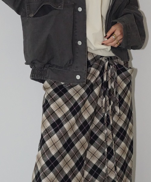 chuclla(チュクラ)の「フロントギャザーチェックスカート chw25a099(スカート・レディース・チェック・S/M)」の5枚目の写真