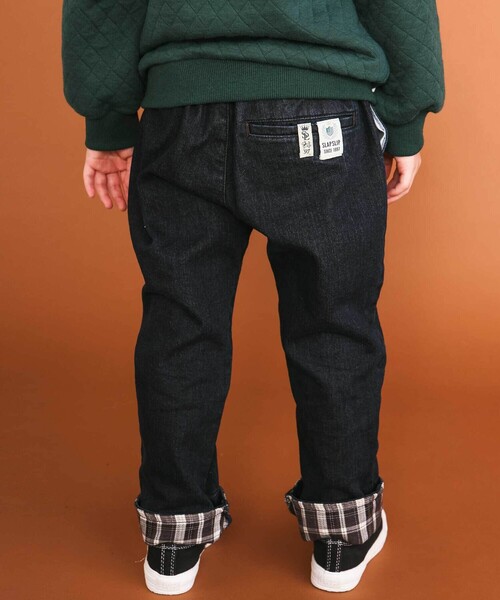 SLAP SLIP（スラップスリップ）の「【裏微起毛】折り返し裾チェックロングパンツ(80~130cm)（デニムパンツ・キッズ・ネイビー/ベージュ・130cm/120cm/90cm/80ｃｍ/110cm/100cm）」の9枚目の写真