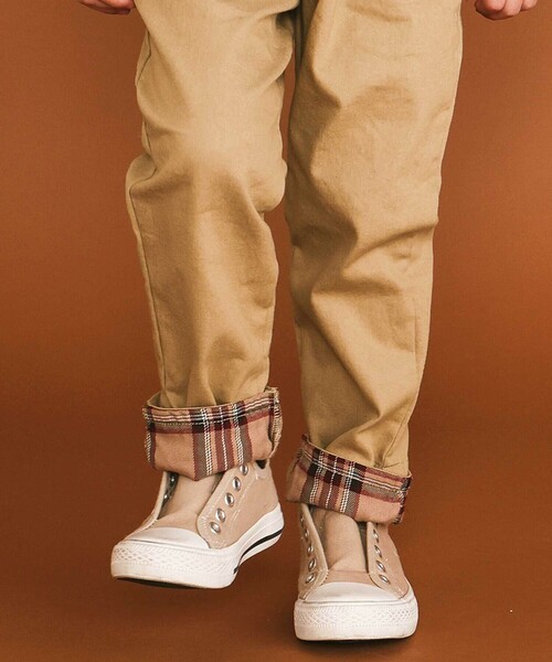 SLAP SLIP（スラップスリップ）の「【裏微起毛】折り返し裾チェックロングパンツ(80~130cm)（デニムパンツ・キッズ・ネイビー/ベージュ・130cm/120cm/90cm/80ｃｍ/110cm/100cm）」の7枚目の写真