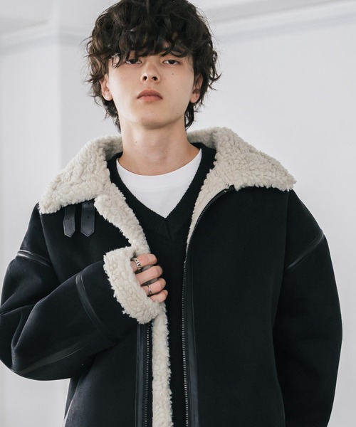 オーバーサイズ B-3フェイクムートン2WAY裏ボアブルゾン（ブルゾン