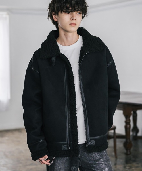 オーバーサイズ B-3フェイクムートン2WAY裏ボアブルゾン（ブルゾン