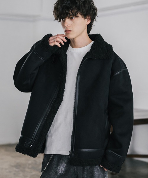 【30％OFF】 B3ブルゾン MENSメンズ セール】オーバーサイズ B-3フェイクムートン2WAY裏ボアブルゾン