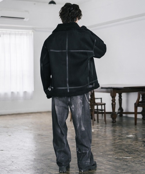 セール】オーバーサイズ B-3フェイクムートン2WAY裏ボアブルゾン