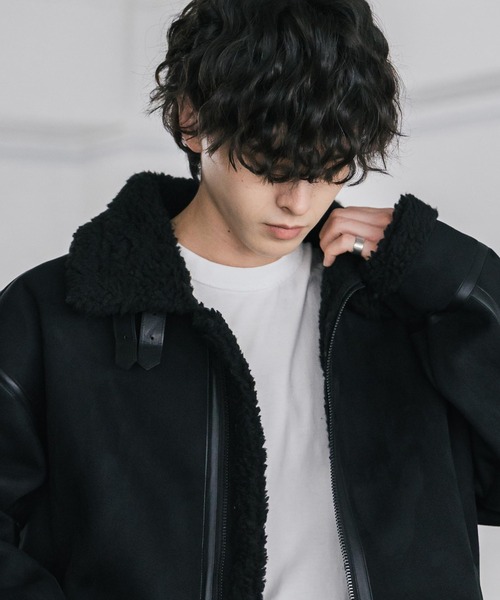 セール】オーバーサイズ B-3フェイクムートン2WAY裏ボアブルゾン