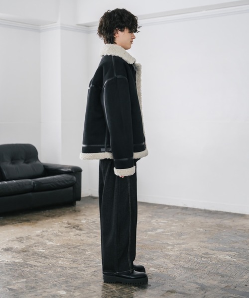 オーバーサイズ B-3フェイクムートン2WAY裏ボアブルゾン（ブルゾン