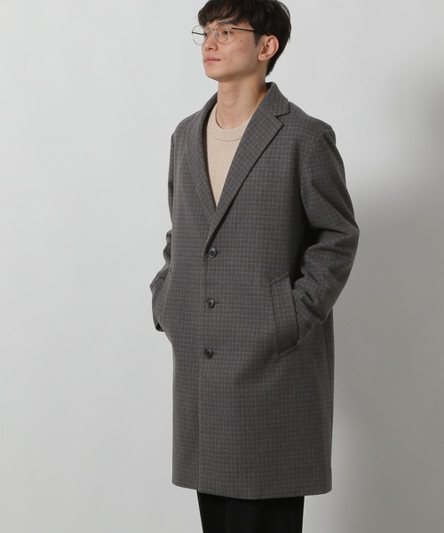 LAKOLE(ラコレ)の「ウーリーテックチェスターコート / 570685(チェスターコート・メンズ・ネイビー/チェック/アイボリー/ブラック・SMALL/MEDIUM/LARGE/X-LARGE)」の12枚目の写真