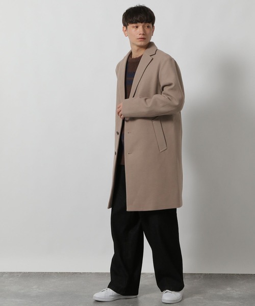 LAKOLE(ラコレ)の「ウーリーテックチェスターコート / 570685(チェスターコート・メンズ・ネイビー/チェック/アイボリー/ブラック・SMALL/MEDIUM/LARGE/X-LARGE)」の5枚目の写真