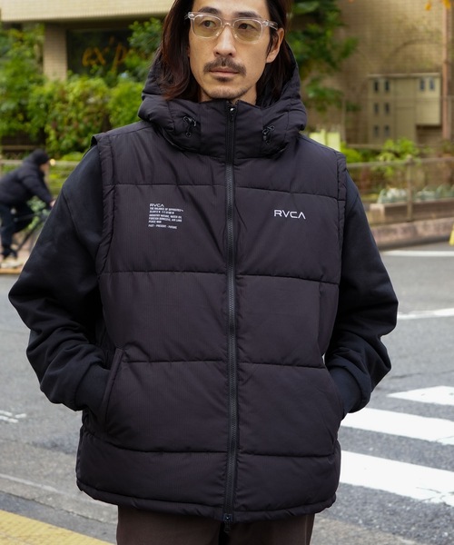 【美品】RVCA ルーカ　ダウンベスト　パフベスト　L 黒　フード付　アウター 楽天市場】24 RVCA ルーカ ダウンベスト PUFFER VEST JACKET