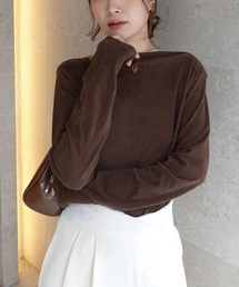 CORNERS | マットベロアボートネックトップス(Tシャツ/カットソー)