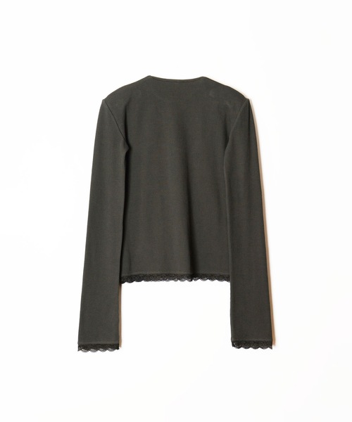 SUPER RIB PADDED SHOULDER CREW-NECK L/S TOPS スーパーリブパ