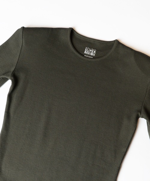 SUPER RIB PADDED SHOULDER CREW-NECK L/S TOPS スーパーリブパ