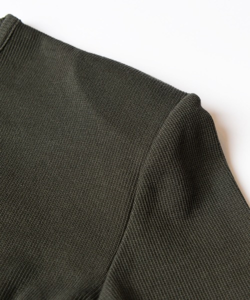 SUPER RIB PADDED SHOULDER CREW-NECK L/S TOPS スーパーリブパ