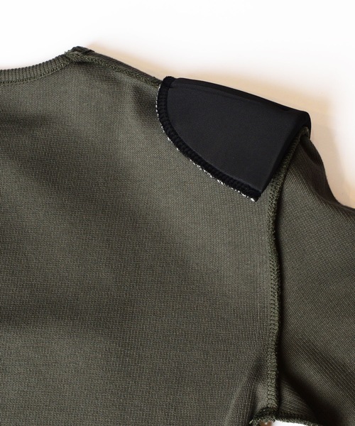 SUPER RIB PADDED SHOULDER CREW-NECK L/S TOPS スーパーリブパ