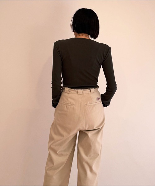 SUPER RIB PADDED SHOULDER CREW-NECK L/S TOPS スーパーリブパ