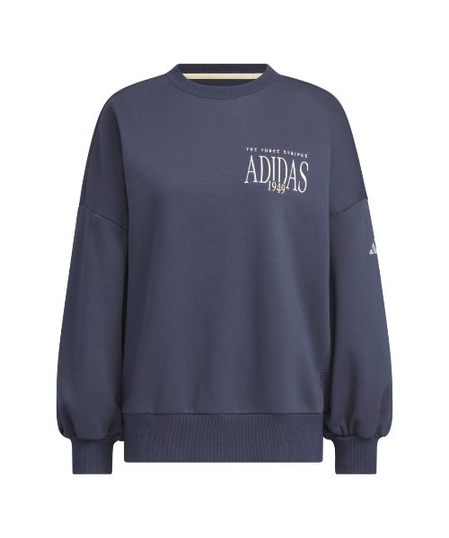 adidas（アディダス）の「アディダス adidas バービージ ルーズフィット フリース クルーネック スウェットシャツ（スウェット・レディース・ホワイト/ライトグレー/ネイビー・S/M/L/XL）」の7枚目の写真