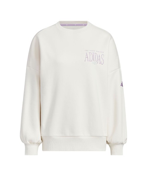 adidas（アディダス）の「アディダス adidas バービージ ルーズフィット フリース クルーネック スウェットシャツ（スウェット・レディース・ホワイト/ライトグレー/ネイビー・S/M/L/XL）」の9枚目の写真