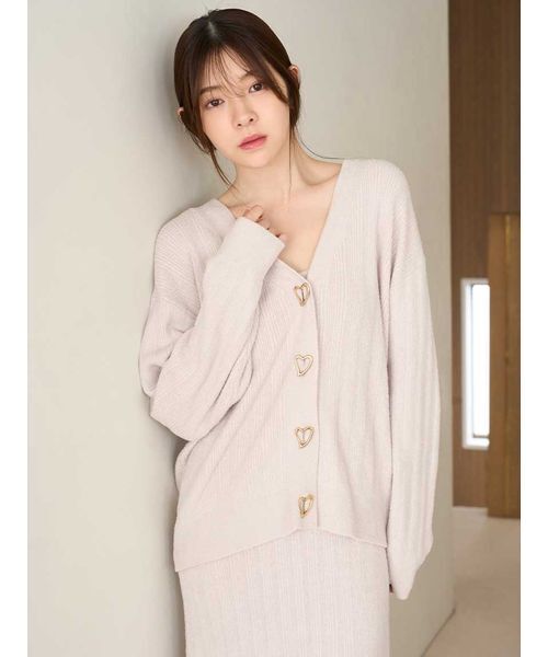セール】【WarmMisty】【吸湿発熱】 ハートボタンカーディガン（ルーム