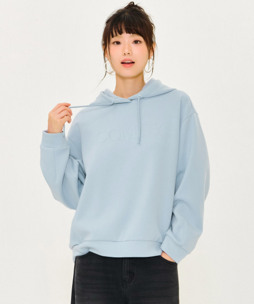 CHASECULT（チェイスカルト）の「女性エンボスプリントフードパーカー-スカイブルー（パーカー・レディース・スカイブルー・90/85）」の4枚目の写真