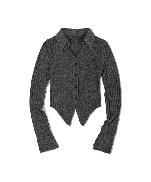 MOAA(モア)の「エッジカラーリップカーディガン(MELANGE GRAY)(カーディガン/ボレロ・レディース・その他・SMALL/MEDIUM)」の2枚目の写真