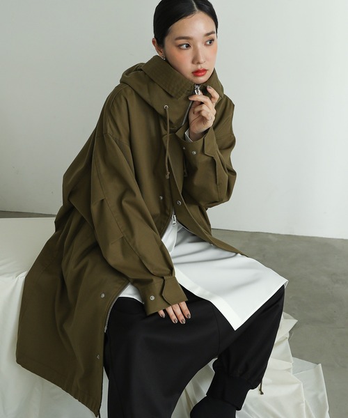 n'OrLABEL（ノアールレーベル）の「『ハーフネックモッズコート』（モッズコート・レディース・ブラック/カーキ・FREE）」の2枚目の写真