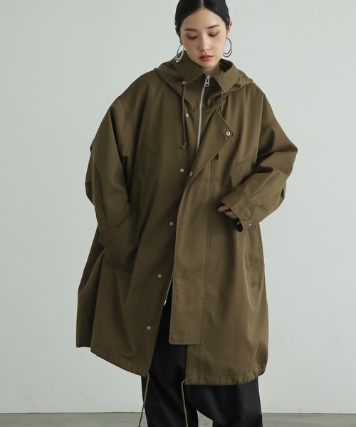 n'OrLABEL（ノアールレーベル）の「『ハーフネックモッズコート』（モッズコート・レディース・ブラック/カーキ・FREE）」の3枚目の写真