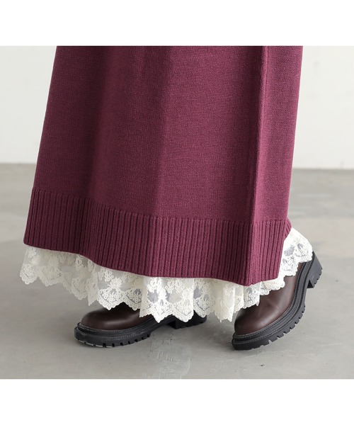 n'OrLABEL（ノアールレーベル）の「『裏起毛Ver.贅沢レースロングペチワンピース』（ワンピース・レディース・チャコール/ブラック/アイボリー・1/2）」の4枚目の写真