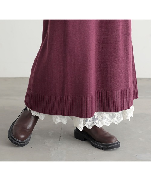 n'OrLABEL（ノアールレーベル）の「『裏起毛Ver.贅沢レースロングペチワンピース』（ワンピース・レディース・チャコール/ブラック/アイボリー・1/2）」の5枚目の写真