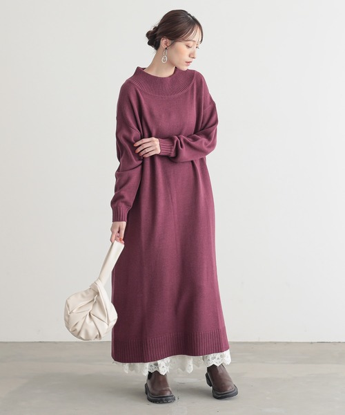 n'OrLABEL（ノアールレーベル）の「『裏起毛Ver.贅沢レースロングペチワンピース』（ワンピース・レディース・チャコール/ブラック/アイボリー・1/2）」の8枚目の写真